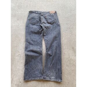 Levis 501 Jeans Mens 40x32 Black Button‎ Fly Straight Leg Distressed Denim Pants